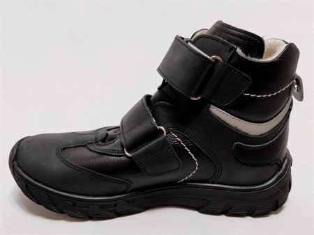 Ботинки на байке Тотто 3542-51.1.01 (черный-серый), размеры 31-36 - фото 5629